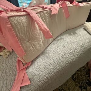 Pottery Barn Kids Crib Bumper, Bed Skirt, Elephant Quilt & brand new crib sheet